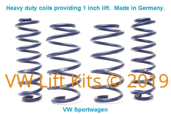 These Heavy Duty Springs are longer than stock and won't sag. Add 2 inches of Lift to the Golf Sportwagens Jetta Wagons.